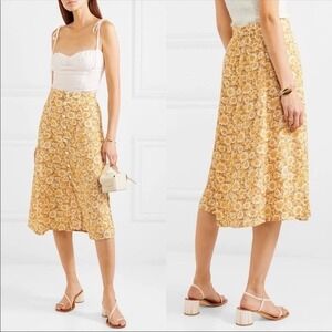 Faithfull the Brand Marin Valette Floral Crepe Midi Skirt Boho Retro US 4‎ Small